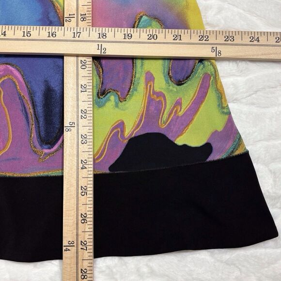 Eva Varro Abstract Tunic Top Small Black Green Multi Colorblock 3/4 Sleeve - Picture 5 of 6